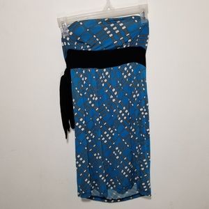 Strapless Blue Checkered Dress